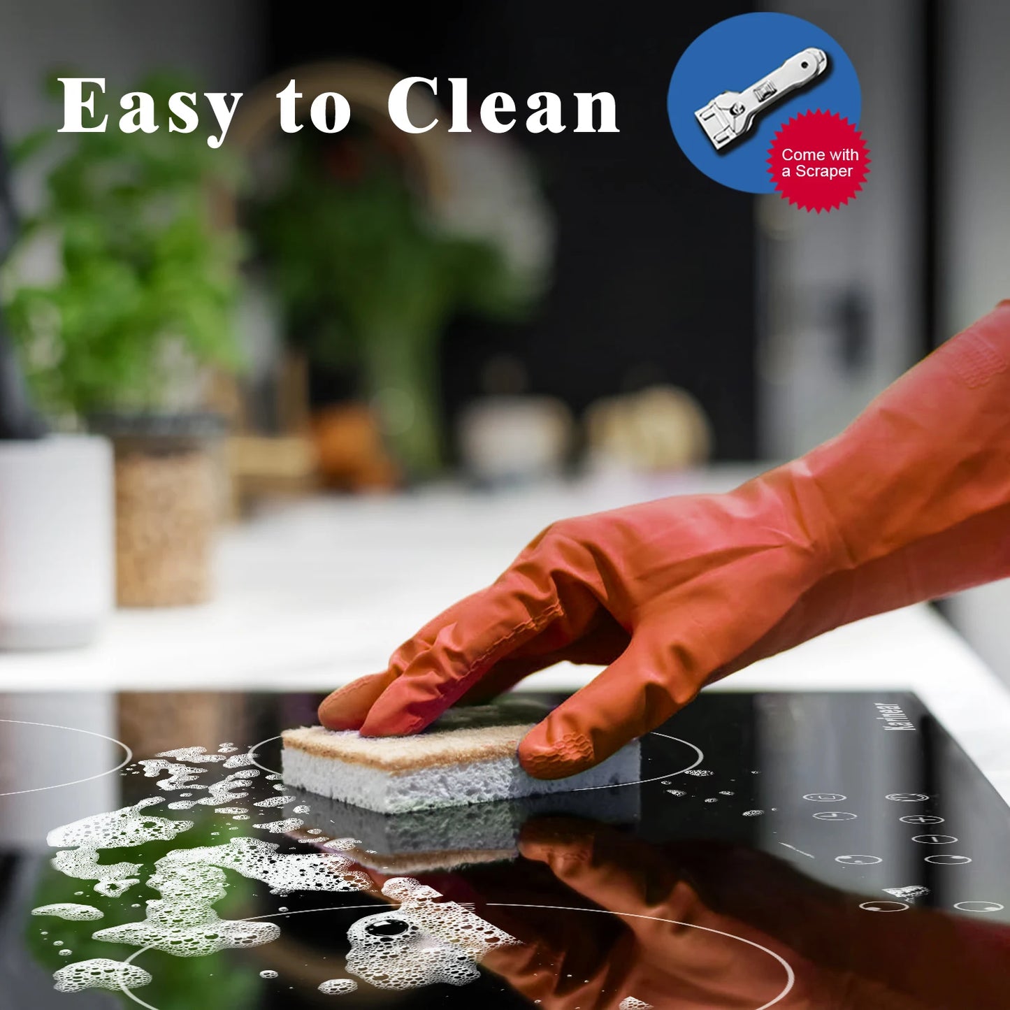 Karinear Built-in Induction Cooktop with 4 Burners with Plug, Touch Control, Timer Safety Lock, 3500W.