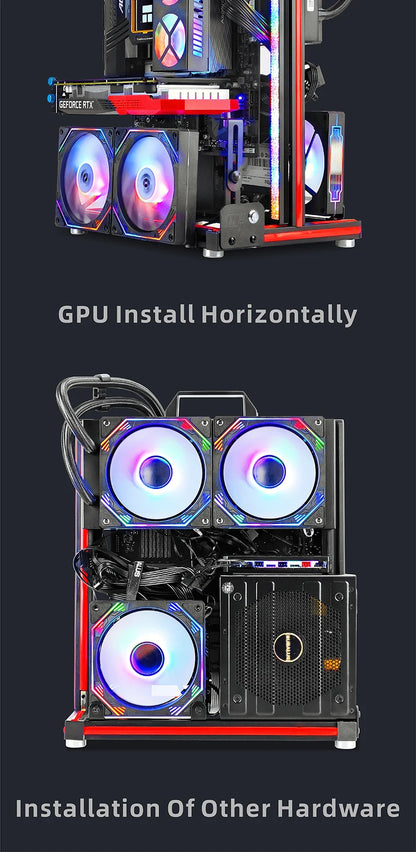 METALFISH BlockCase Aluminum Open Frame Case Support ATX/M-ATX Mainboard GPU Mount Horizontally 240 Water Cooler Gaming Cabinet.