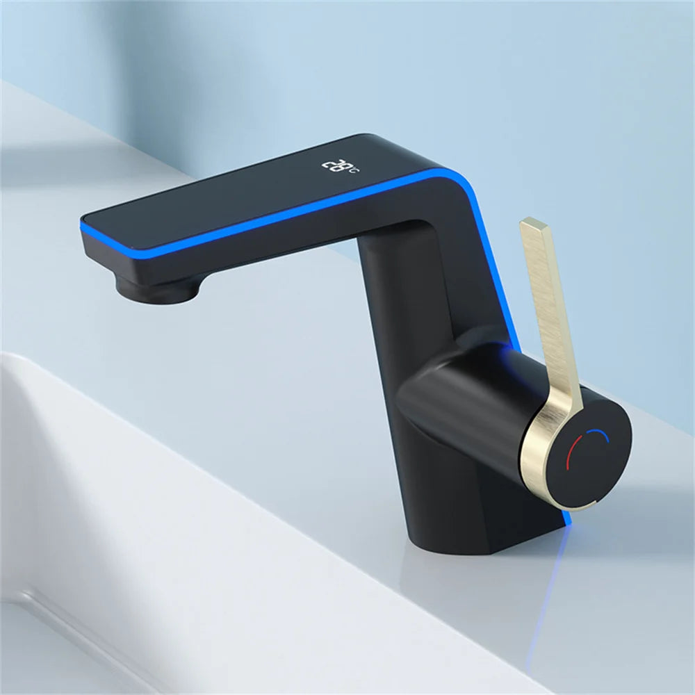Intelligent LED Digital Display Bathroom Basin Faucet Tap Hot Cold Temperature Sensing Faucet Toilet Bathroom Household Faucet