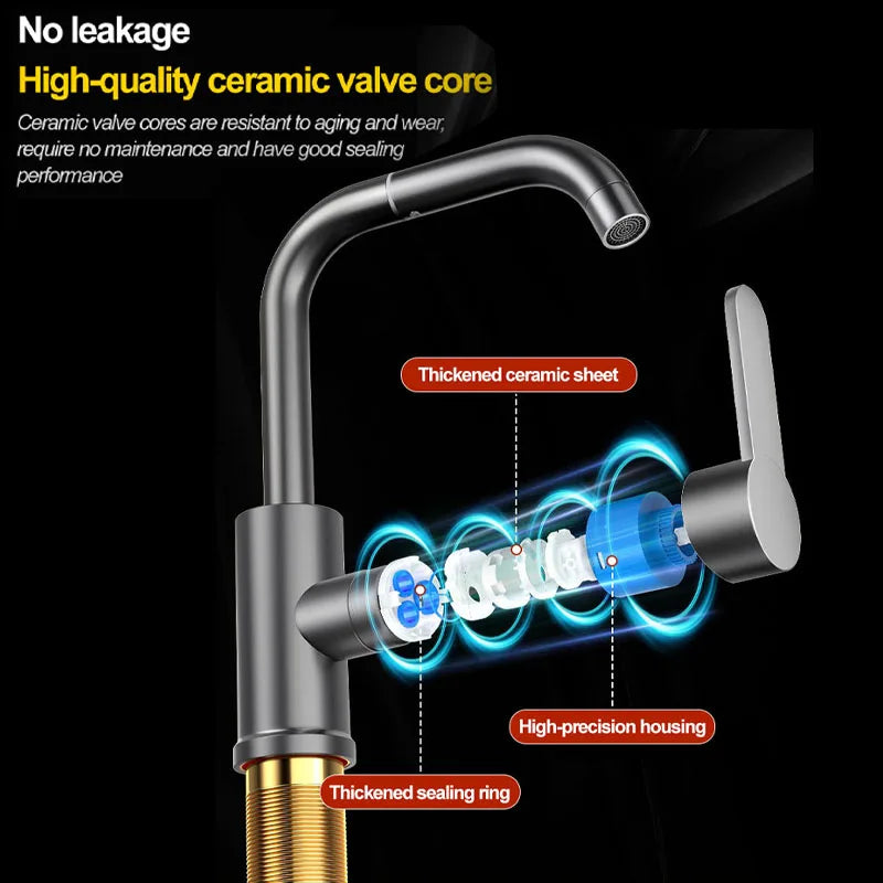 Copper universal faucet, washbasin, bathroom, cold and hot water, household washing, washing, vegetable washing, washbasin, fauc