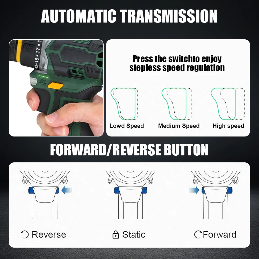 55N.M 10MM 23 + 1 Drehmoment Bürstenlosen Elektrischen Schlagbohrmaschine Metall Ratsche Chuck Akku-bohrschrauber Elektrische Schraubendreher DIY power Tools