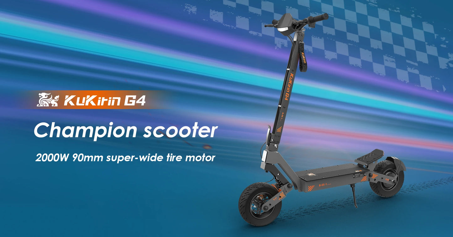 KuKirin G4 Electric Scooter Foldable , 2000W Motor, 60V 20Ah Battery, 70km/h Top Speed, 75km Range, 11'' Tubeless Wheels.