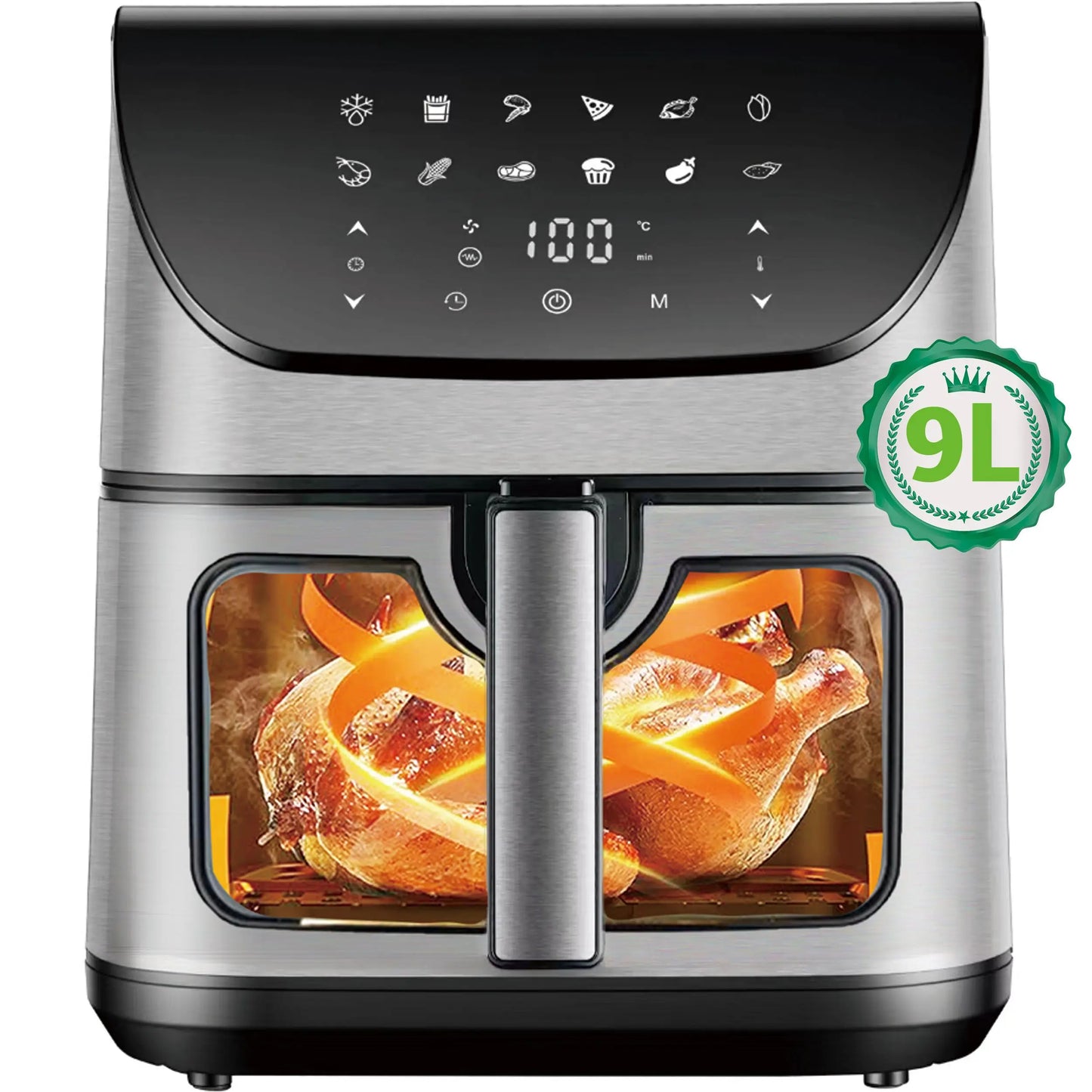 9L Oven Electric Hot fryer Oilless Cooker Multi Function air fryers Smart machine Viewing Window with LED Touch Control,Family.