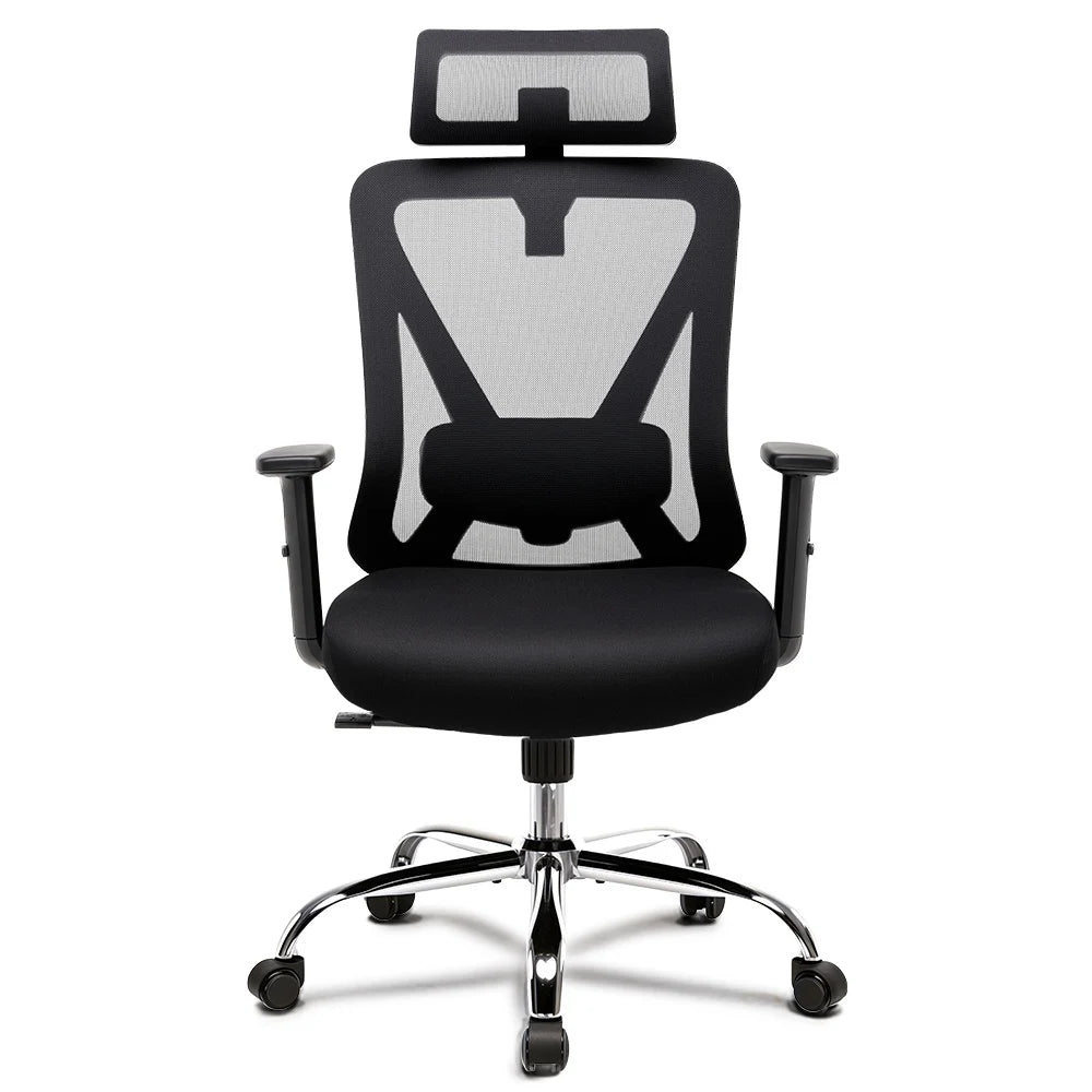 COMHOMA Bürostuhl Ergonomisch，Schreibtischstuhl mit 3D-Kopfstütze & 3D-Lendenwirbelstütze, verstellbare Armlehnen, Office Chair