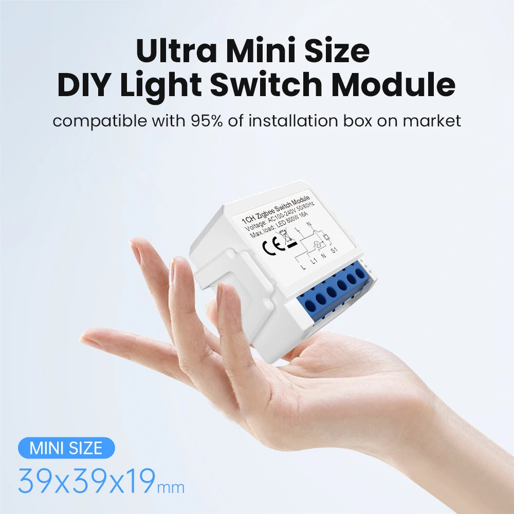 AVATTO Tuya WiFi Zigbee Smart Lichtschaltermodul, Neutralleiter/Keine Neutralleitersteuerung DIY Breaker Arbeit für Alexa, Google Home.