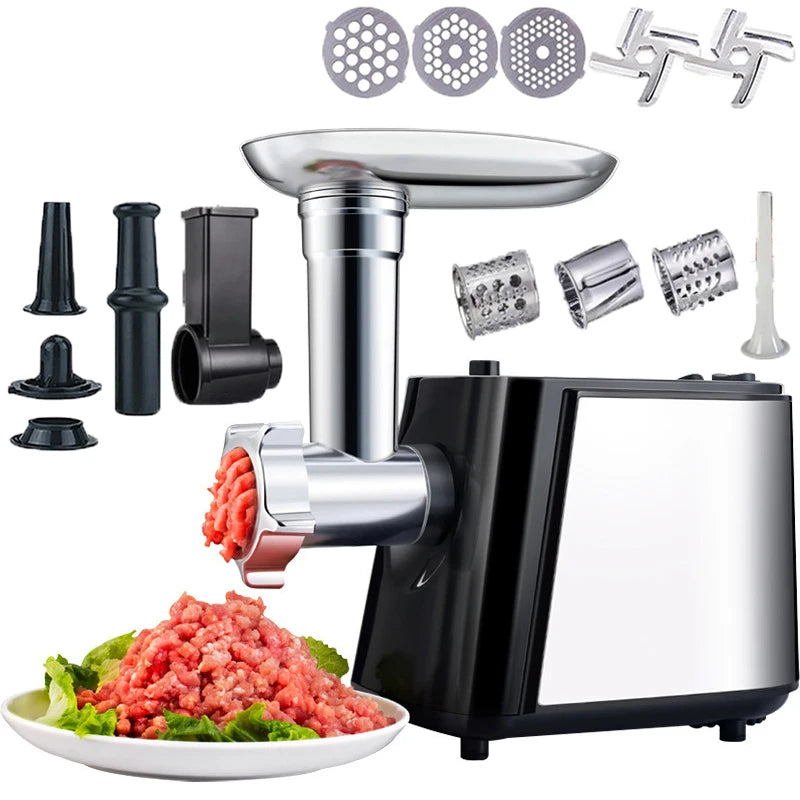 1000W Electric Meat Grinder Heavy hard Meat Mincer Sausage Stuffer Machine 220V Stainless Steel Food grain Stand mix.