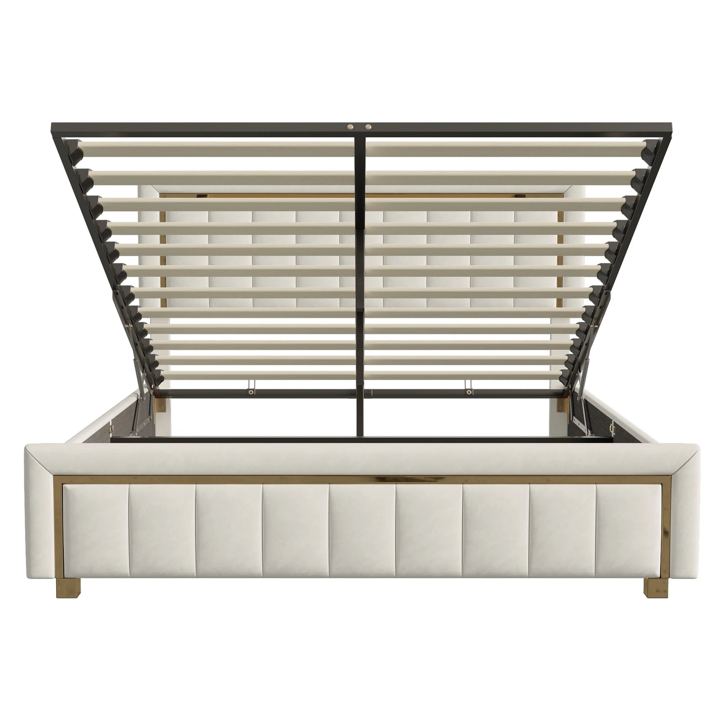 Rosahqnda Doppeltes gepolstertes hydraulisches Bett, 140-160 * 200 cm, großer Stauraum, Gästebett, Samt, schwarz, beige