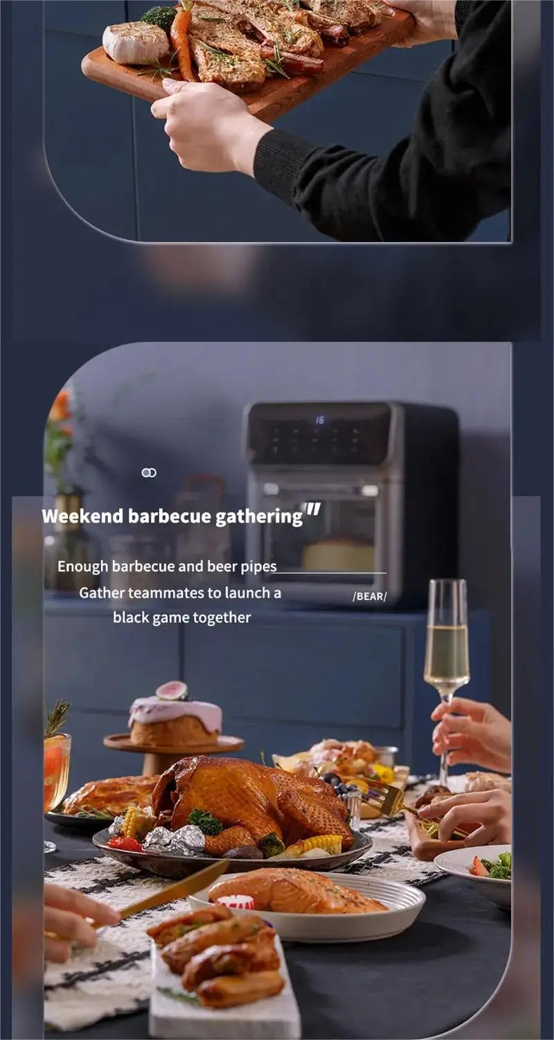 1350W Large Capacity Electric Air Fryers Oil-free Automatic Household Kitchen 360°Baking Convection Oven Deep Fryer without Oil.