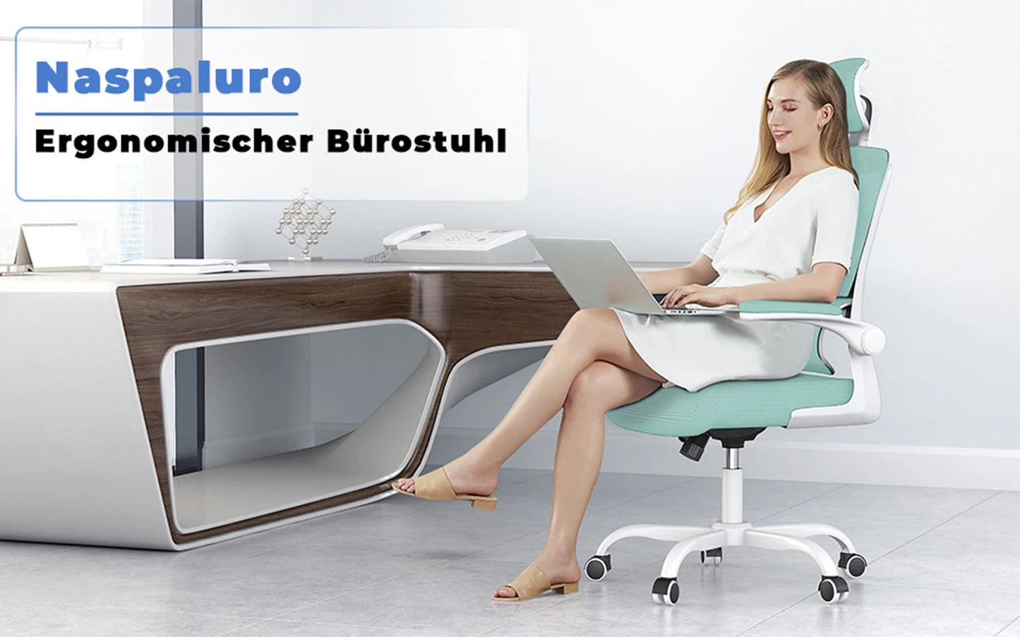 Ergonomic Office Chair, Desk Chair with Folding Armrests, Height-Adjustable, Breathable Backrest, Swivel Chair 360°
