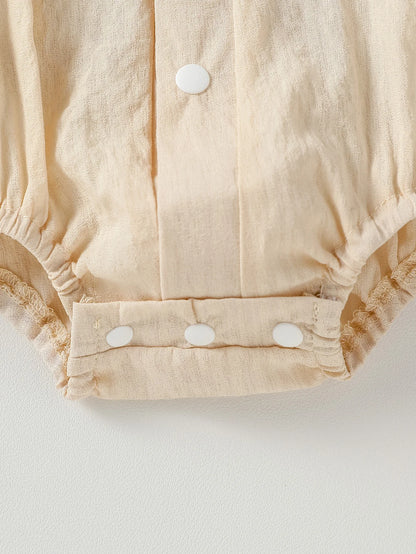 Baby Solid Jungen Kurzarm Button Up Kragen Body Sommer Alltag Overall.