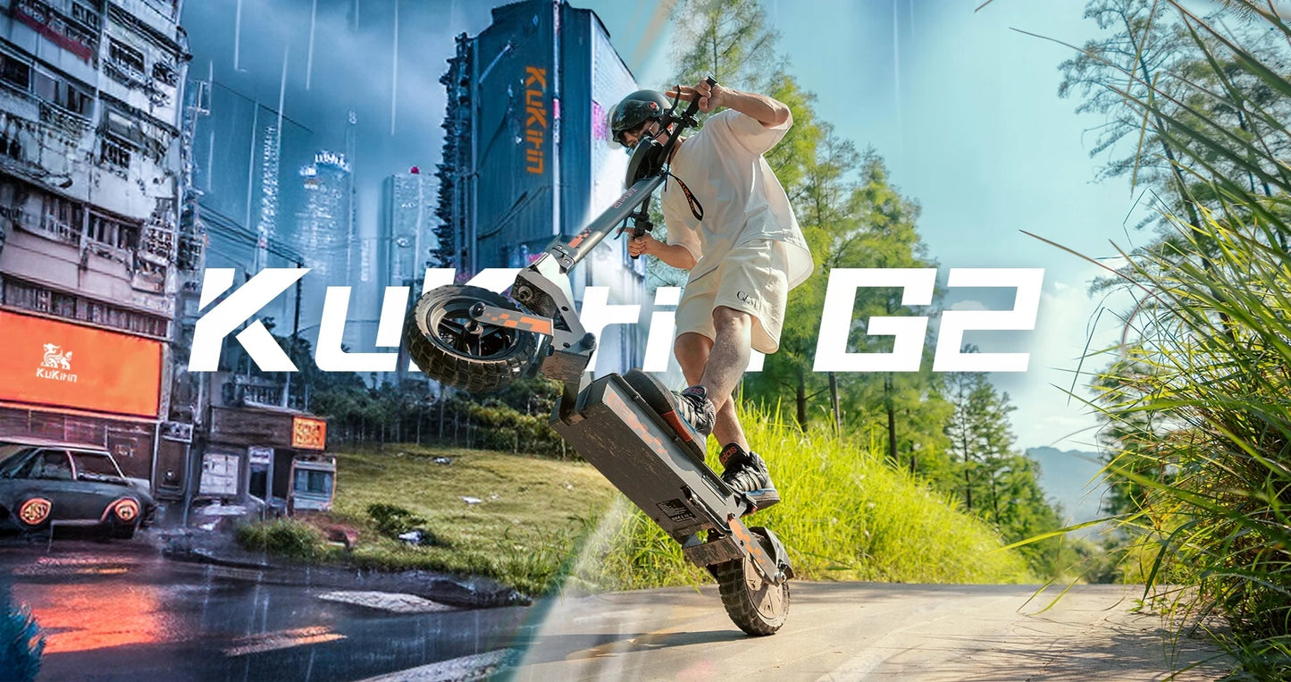 Kukirin G2 Foldable Electric Scooter  1200W Peak Motor 48V 15.6Ah Battery 10-inch Tire 45km/h Max Speed 55km Range.