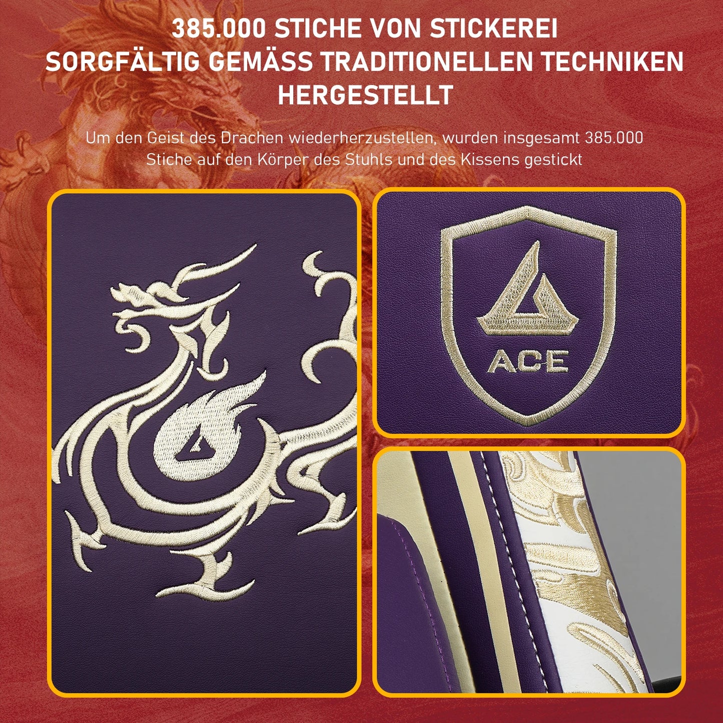 GTPLAYER Gaming Stuhl Gamer Stuhl mit Bluetooth-Lautsprechern und Fußstütze, Dragon Series Bürostuhl, Ergonomischer Gaming-Stuhl