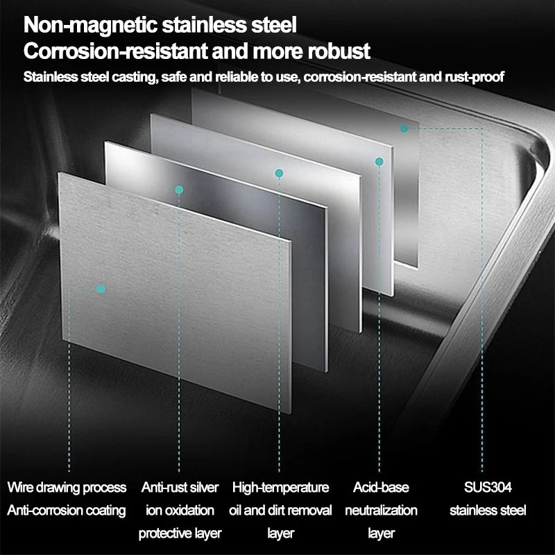 304 stainless steel sink, single-sink sink, household vegetable-washing sink, under-sink sink, large single sink, kitchen water