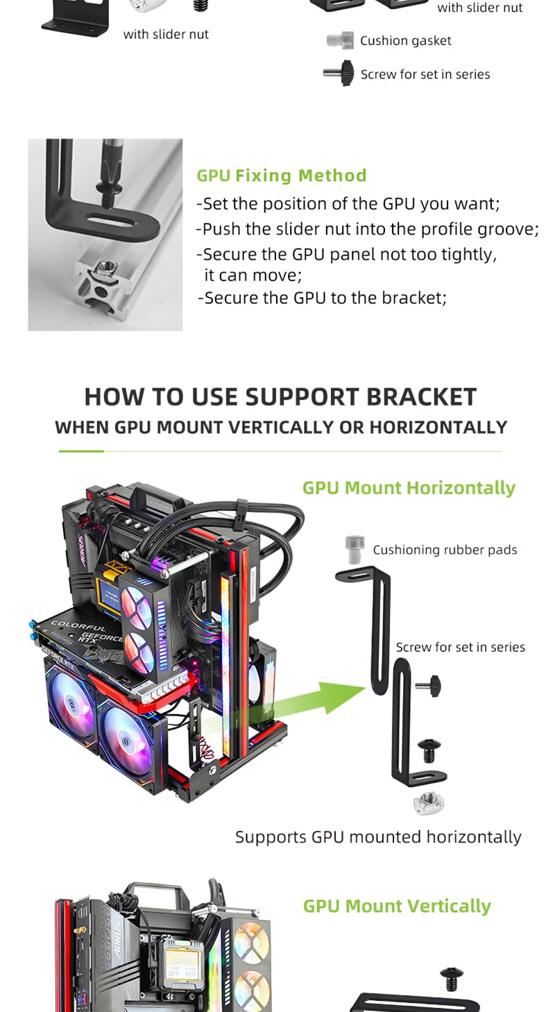 METALFISH BlockCase Aluminum Open Frame Case Support ATX/M-ATX Mainboard GPU Mount Horizontally 240 Water Cooler Gaming Cabinet.