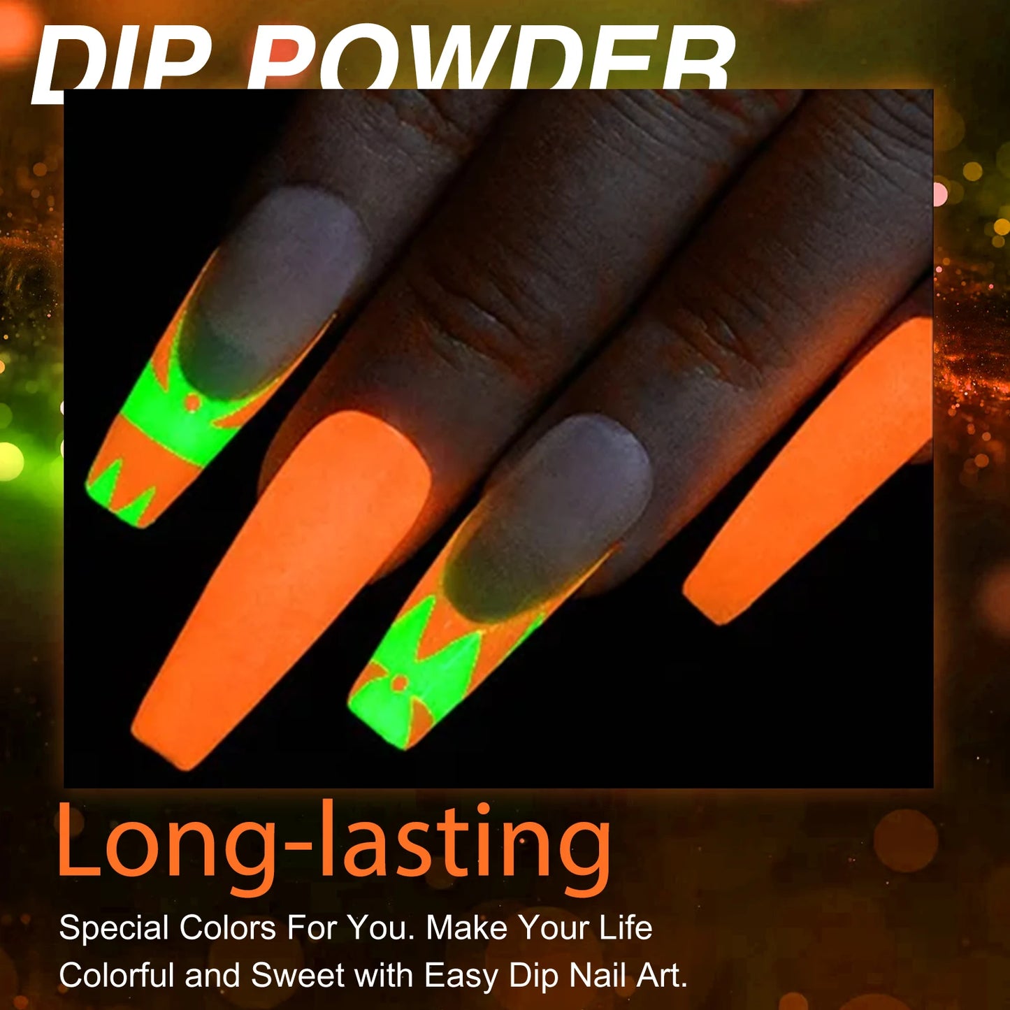30g Luminous Nail Art Powder Halloween Dipping Powder Pink Pumpkin Orange Glow In Dark Phosphor Powder Party Manicure Salon DIY.