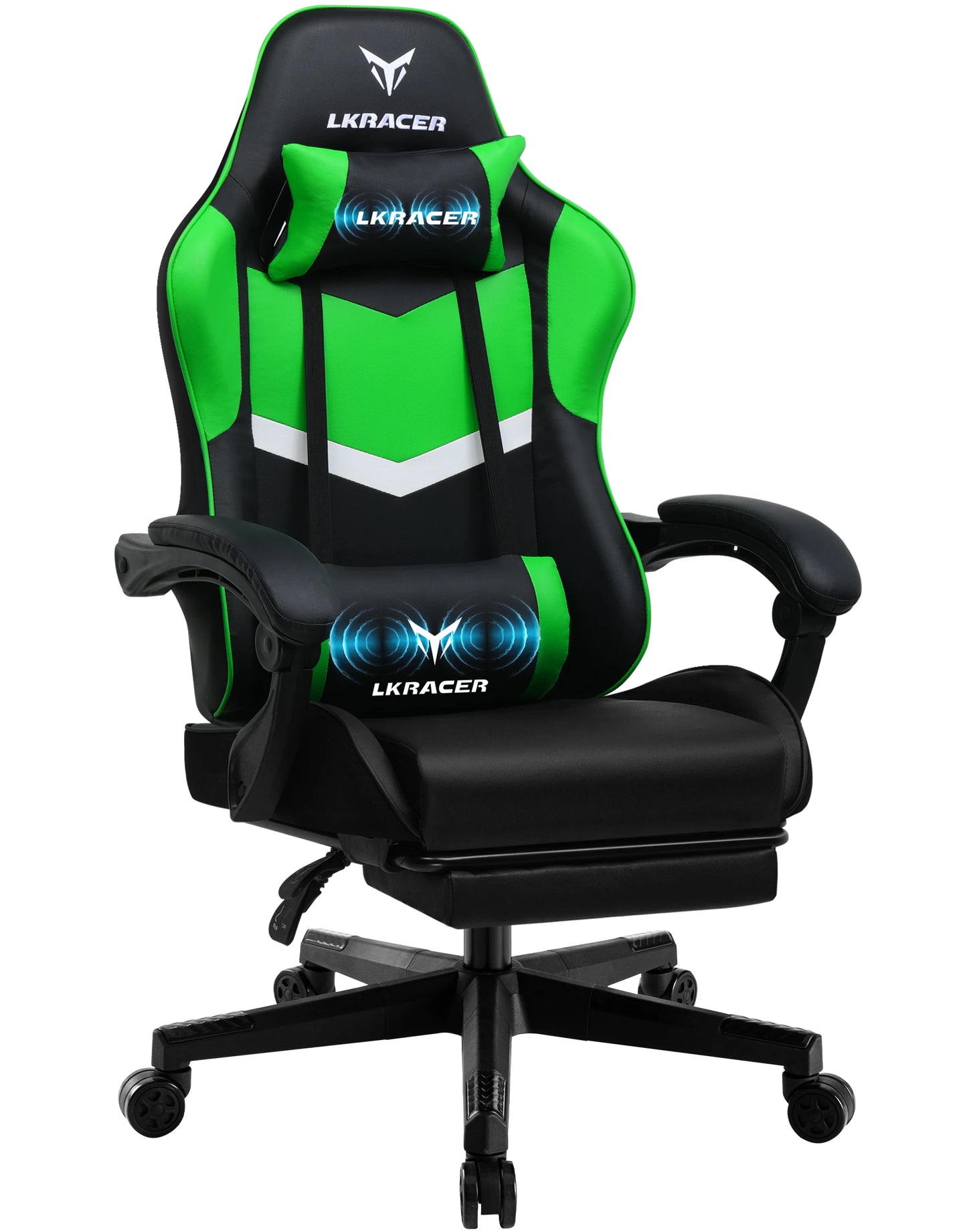 LUCKRACER Gaming Stuhl mit fußstütze Bürostuhl Ergonomisch mit verstellbare Lendenkissen, Kopfkissen Gaming Chair
