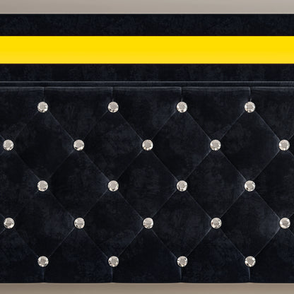 Rosahqnda Doppelbettgestell 140–160–180 x 200 cm, verstellbares LED-Kopfteil, hydraulisches Bett mit Stauraum, gepolstertes Jugendbett, Samt