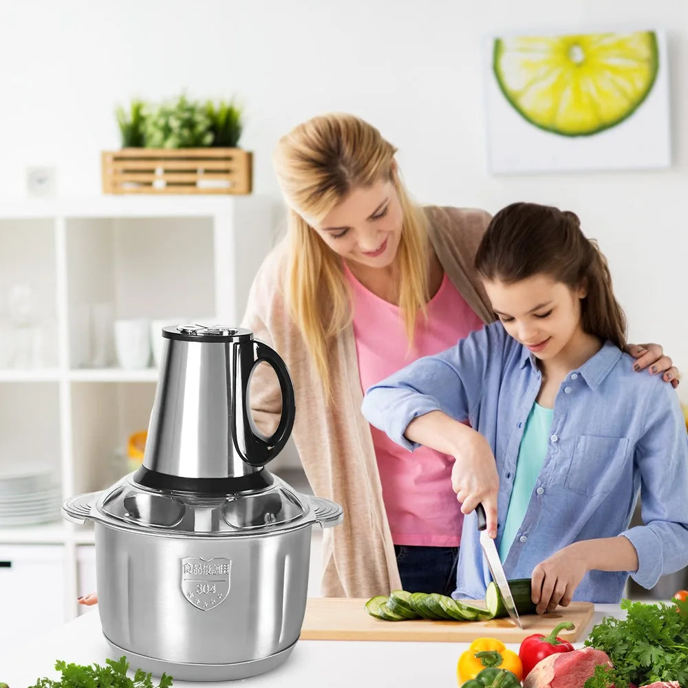 Electric Meat Grinders 5L Food Crusher Stainless Steel Multifunctional Vegetable Slicer Processor Chopper Kitchen Blenders.
