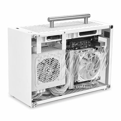 METALFISH T60 Mini ITX White Case 9L With Acrylic Or Mesh Side Panel and Portable Handle Support SFX PSU/300mm GPU/2*120mm Fan.