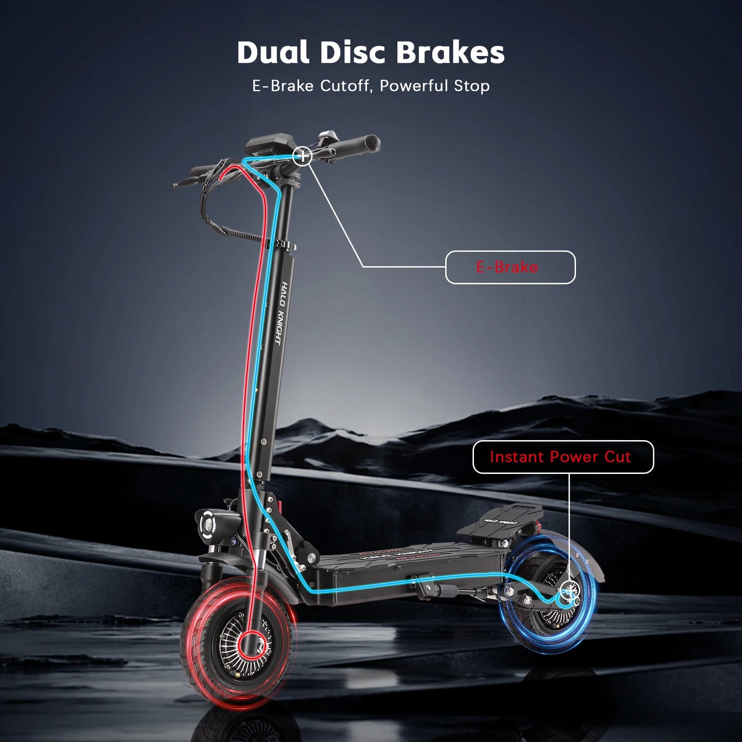 HALO KNIGHT T104 2400W Adult Electric Scooter 65KM/H Powerful Fast Scooter 52V 21Ah Folding Dual Motor E Scooter Cheap Escooter.