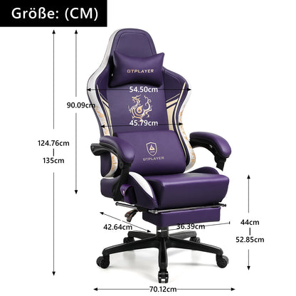 GTPLAYER Gaming Stuhl Gamer Stuhl mit Bluetooth-Lautsprechern und Fußstütze, Dragon Series Bürostuhl, Ergonomischer Gaming-Stuhl