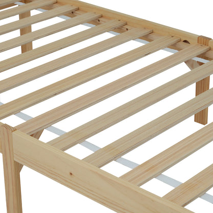 Rosahqnda Einzelbett 90*200cm Doppelbettgestell 140*200cm Holzbett Jugendbett Apartmentbett Gästebett Hauptschlafzimmer, Kiefer