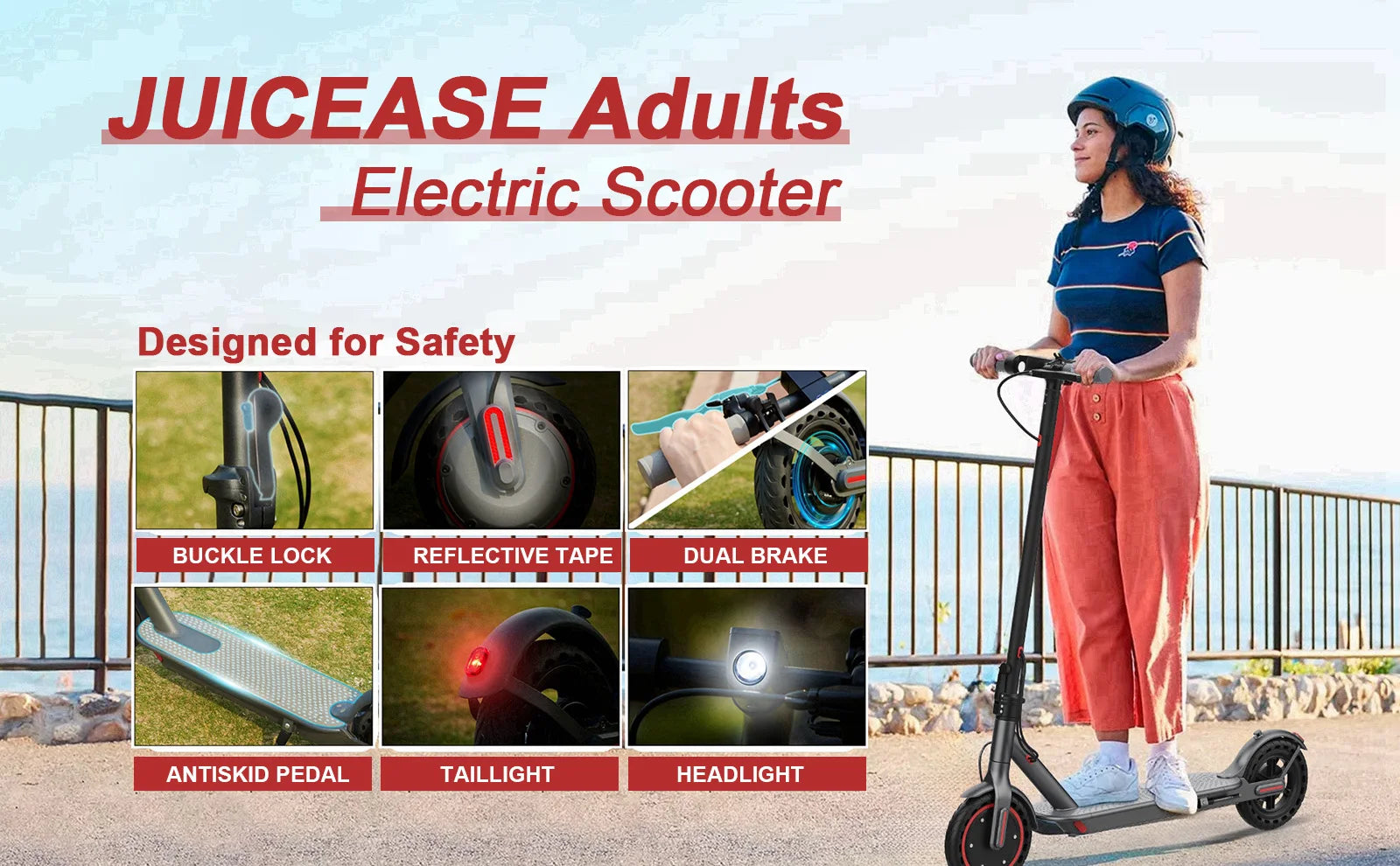 JUICEASE E1 Pro Electric Scooter 350W Motor 500W Peak Power Folding Electric Kick Scooter 36V7.8AH 5.2 Chips 25KM Range EScooter.