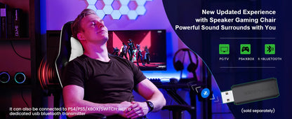 GTPLAYER Gaming Stuhl mit Fußstützen Bluetooth Lautsprecher Musik Stuhl Ergonomischer Computerstuhl Schreibtischstuhl