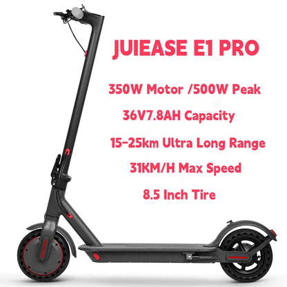 JUICEASE E1 Pro Electric Scooter 350W Motor 500W Peak Power Folding Electric Kick Scooter 36V7.8AH 5.2 Chips 25KM Range EScooter.