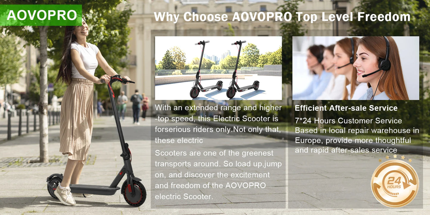 AOVOPRO ES80 500W Electric Scooter for Adults 35KM Long Range 31KM/H Fast Speed Folding Electric Scooter 8.5 Inch Smart Escooter.