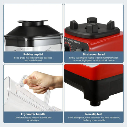 2 IN 1 Electric Blender 2000W High Power Heavy Duty Blender Food Processor Smoothie for Kitchen Juicer Durable Stationary Blende.