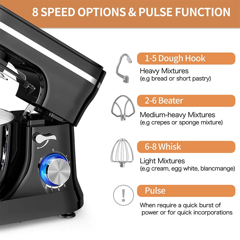 1000w Powerful Stand Mixer Electric Blender Household Noodle Bread Maker Food Processor Multifunctional Kitchen Mixer with Bowl.