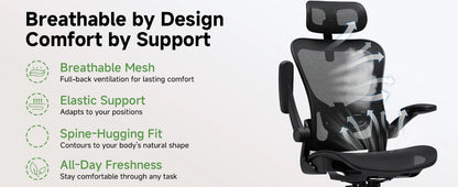 GTPLAYER Bürostuhl Ergonomisch, Schreibtischstuhl mit Verstellbarer Kopfstütze,Gaming Stuhl Wippfunktion, Chefsessel aus Mesh