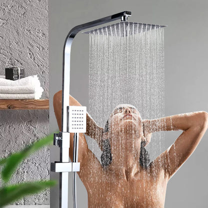 8 Inch Thermostatic Shower Set All Copper, Anti-Scald 38°C with Overhead & Handheld Sprayer, Adjustable Height for Bathroom