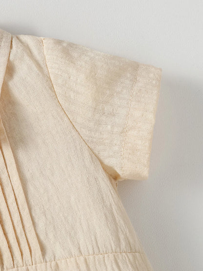 Baby Solid Jungen Kurzarm Button Up Kragen Body Sommer Alltag Overall.