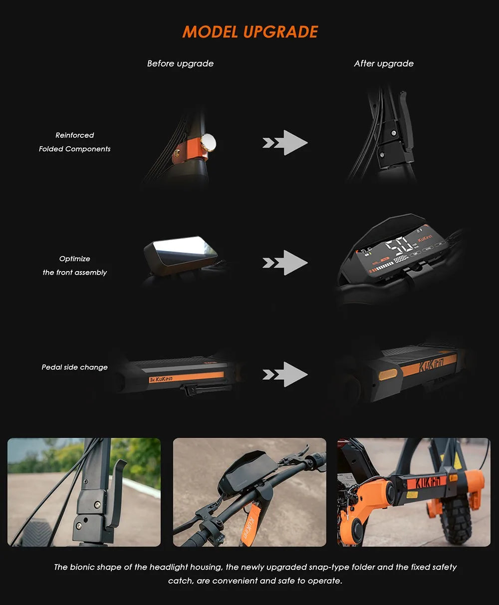 KuKirin G3 Electric Scooter 10" Off-road 1200W Motor 52V 18Ah Lithium battery Max Speed 50km/h, Shock arm Suspension 63km Range.