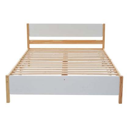 Rosahqnda Einzelbett 90*200cm Doppelbettgestell 140*200cm Holzbett Jugendbett Apartmentbett Gästebett Hauptschlafzimmer, Kiefer