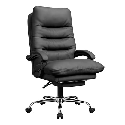 Executive Office Chair Big and Tall Office Desk Chair Home Ergonomic Computer Chair PU Leather Recliner with Foot Rest