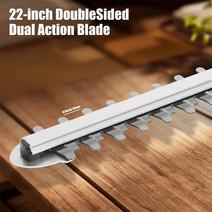 21V kabellose Hecken schere 22 Zoll elektrische Hecken schere mit 3,0 Ah Akku und Ladegerät mit doppelt wirkender Klinge 3/5 "Schnitt kapazität