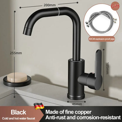 Copper universal faucet, washbasin, bathroom, cold and hot water, household washing, washing, vegetable washing, washbasin, fauc