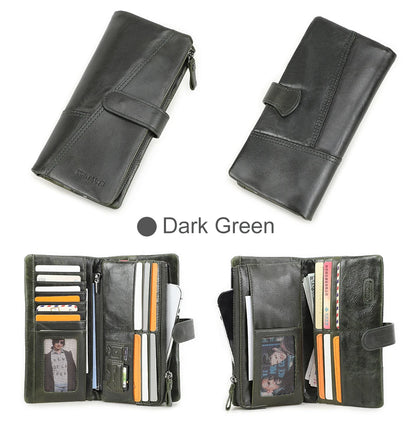 Contact's New Genuine Leather Wallet Fashion Coin Purse For Ladies Women Long Clutch Wallets With Cell Phone Bags Card Holder.