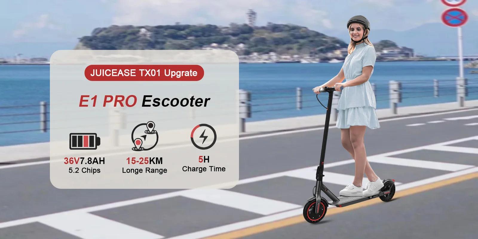 JUICEASE E1 Pro Electric Scooter 350W Motor 500W Peak Power Folding Electric Kick Scooter 36V7.8AH 5.2 Chips 25KM Range EScooter.