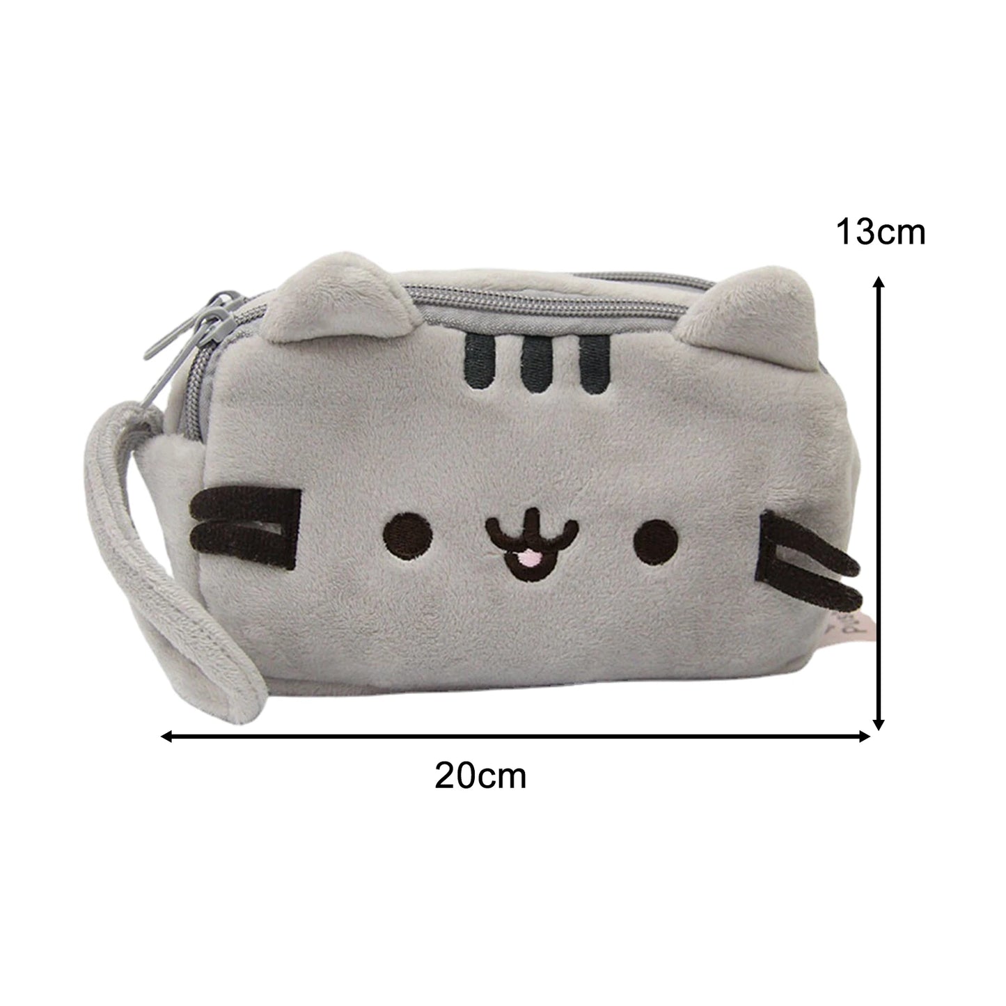 Plush Pencil Case Cute Cat Makeup Bag Large Capacity Portable Plush Animal Stationery Storage Pouch Zipper Closure Pen Case.