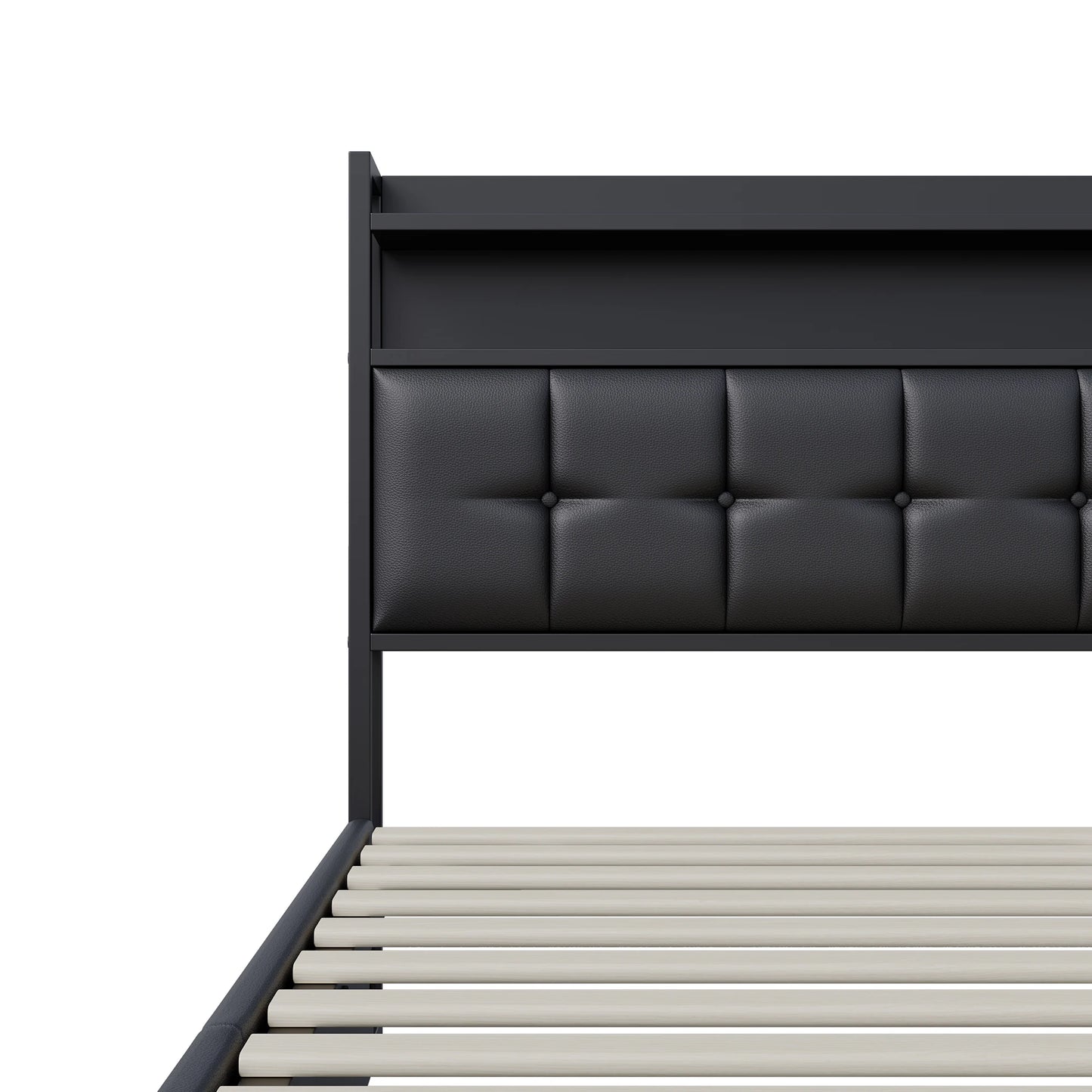 Rosahqnda Polsterbett 140 x 190 cm Doppelbett mit LED und USB, gepolsterter Bettrahmen mit Kopfteil und Lattenrost, Höhe 32 cm