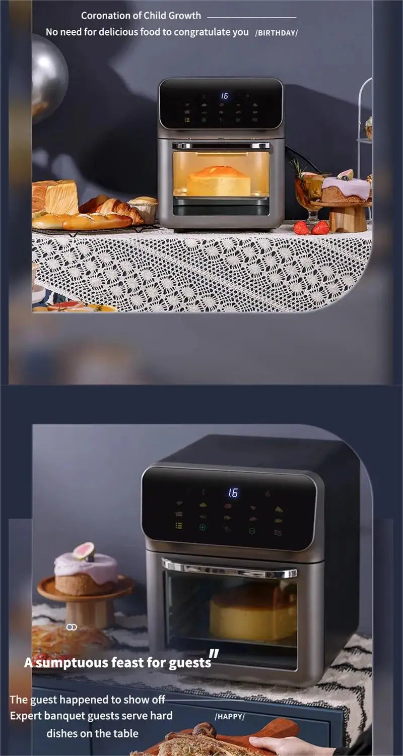 1350W Large Capacity Electric Air Fryers Oil-free Automatic Household Kitchen 360°Baking Convection Oven Deep Fryer without Oil.