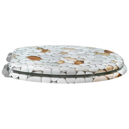 O-förmiger Toilettensitz, verstellbare Scharniere, Toilettendeckel mit Motiv, Soft-Close-Mechanismus für Badezimmer