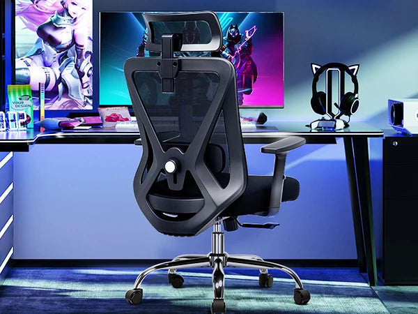 COMHOMA Bürostuhl Ergonomisch，Schreibtischstuhl mit 3D-Kopfstütze & 3D-Lendenwirbelstütze, verstellbare Armlehnen, Office Chair