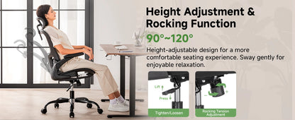 GTPLAYER Bürostuhl Ergonomisch, Schreibtischstuhl mit Verstellbarer Kopfstütze,Gaming Stuhl Wippfunktion, Chefsessel aus Mesh