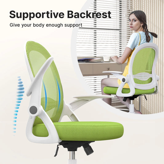 Office Chair Ergonomic Desk Chair Gaming Chairs Mid-Back Mesh Chair Flip-up Armrests Lumbar Support for Home Office