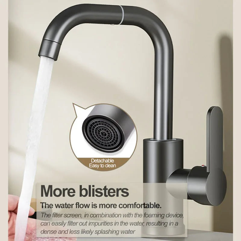 Copper universal faucet, washbasin, bathroom, cold and hot water, household washing, washing, vegetable washing, washbasin, fauc